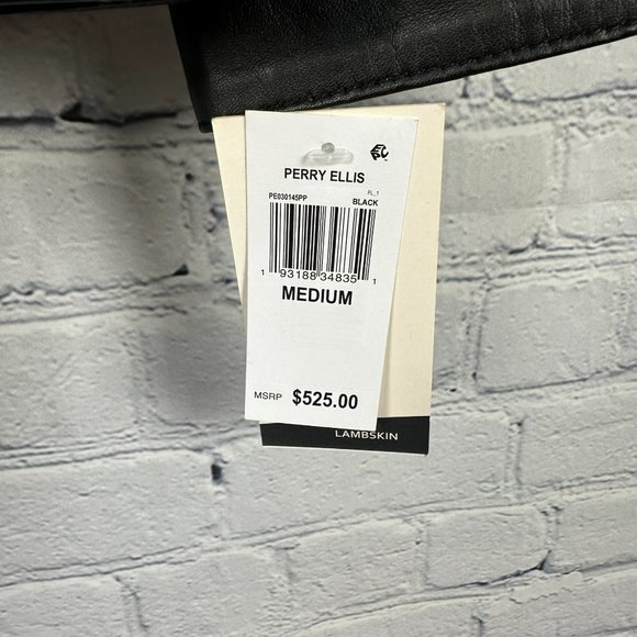 Perry Ellis Portfolio Men's Lambskin Leather Jacket, Size Medium, Black, NWT‎ - Picture 10 of 15